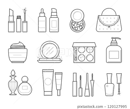 Vector icons of makeup tools Vector icons of makeup tools 120127995