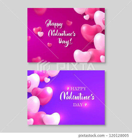 Two gift certificates, happy valentines day, heart bubbles around 120128005