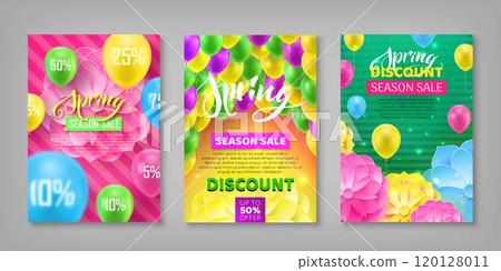 Set discount coupons, spring sale, bright background Set discount coupons, spring sale, bright background 120128011