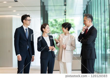 Business person male and female conversation Business person male and female conversation 120128383