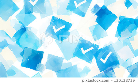 藍色許多任務影像中複選框的水彩插圖 120128739