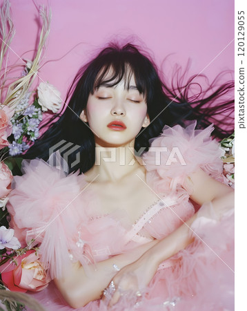 Ballet graceful music, Asian ballerina woman 120129055