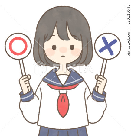 有〇和×標籤的女學生 120129589