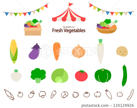 一套蔬菜和花環_平面設計 120129926