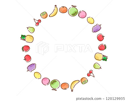 水果圓形框架_手繪 水果圓形框架_手繪 120129935