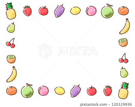 Fruit square frame_hand-drawn 120129936