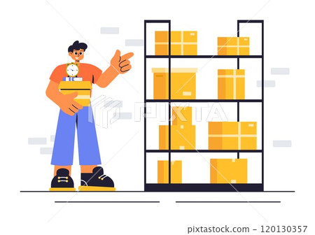 Vector Illustration of a Self Storage Unit with Cardboard Boxes Filled with Unused Items in a Mini Warehouse or Rental Garage with a Background Vector Illustration of a Self Storage Unit with Cardboard Boxes Filled with Unused Items in a Mini Warehouse or Rental Garage with a Background 120130357