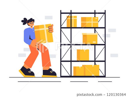 Vector Illustration of a Self Storage Unit with Cardboard Boxes Filled with Unused Items in a Mini Warehouse or Rental Garage with a Background Vector Illustration of a Self Storage Unit with Cardboard Boxes Filled with Unused Items in a Mini Warehouse or Rental Garage with a Background 120130364