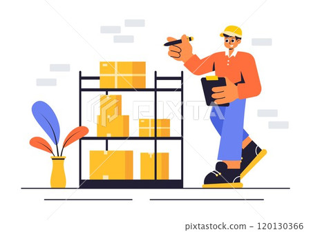 Vector Illustration of a Self Storage Unit with Cardboard Boxes Filled with Unused Items in a Mini Warehouse or Rental Garage with a Background Vector Illustration of a Self Storage Unit with Cardboard Boxes Filled with Unused Items in a Mini Warehouse or Rental Garage with a Background 120130366