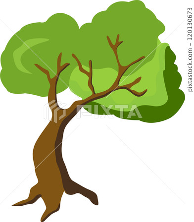 Cartoon tree. Simple modern style. green plants, forest. Flat style  120130673