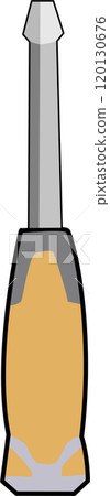 Flathead Screwdriver with a yellow handle, work, labor, construction, husband for an hour, flat design, simple image, cartoon style.  120130676