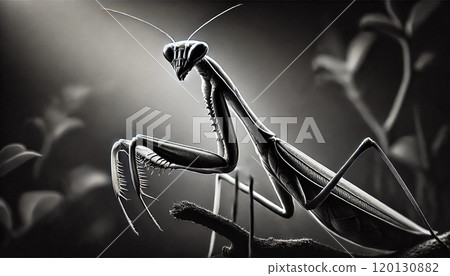 螳螂在夜光下閃閃發光 120130882