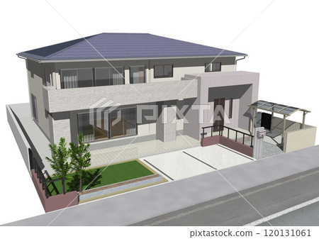 House, House, Detached house, Residence, Newly built, Model house (3DCG image) Only roads 120131061