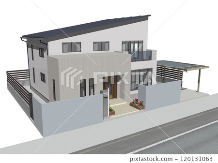 House, House, Detached house, Residence, Newly built, Model house (3DCG image) Only roads 120131063