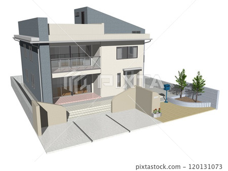 House, house, detached house, residence, new construction, model house (3DCG image) white background 120131073