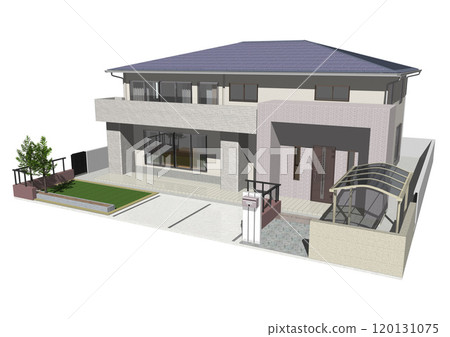 House, house, detached house, residence, new construction, model house (3DCG image) white background House, house, detached house, residence, new construction, model house (3DCG image) white background 120131075