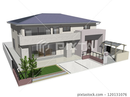 House, house, detached house, residence, new construction, model house (3DCG image) white background House, house, detached house, residence, new construction, model house (3DCG image) white background 120131076