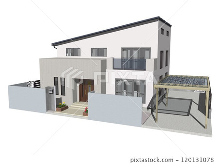 獨立式住宅住宅新建模型住宅（3DCG 影像）白色背景 120131078