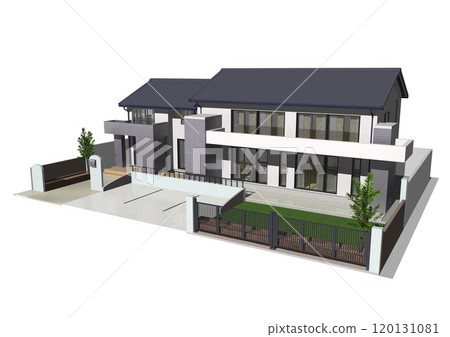 獨立式住宅住宅新建模型住宅（3DCG 影像）白色背景 120131081