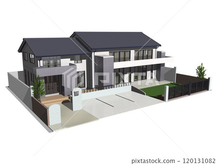 House, house, detached house, residence, new construction, model house (3DCG image) white background 120131082