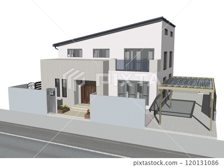 House, House, Detached house, Residence, Newly built, Model house (3DCG image) Only roads 120131086