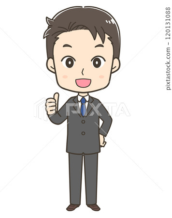 Full-body illustration of a businessman giving a thumbs up Full-body illustration of a businessman giving a thumbs up 120131088