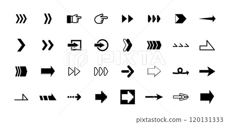 向量圖組的直行箭頭。指示要繼續的順序或步驟的圖示。顯示目的地或方向的影像。 120131333