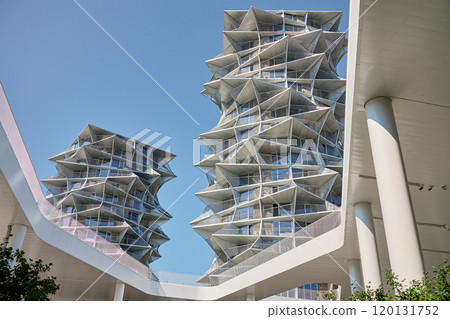 Modern residential buildings against blue sky 120131752
