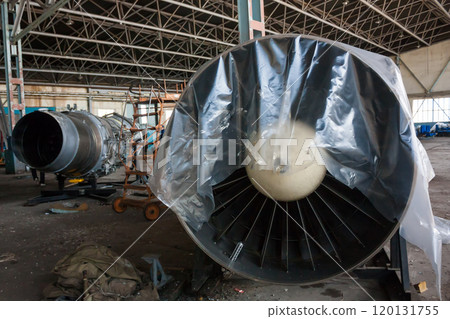 Aircraft engines in the airplane hangar 120131755