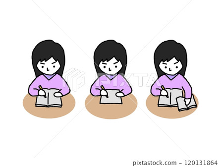 Set of girls studying for exams 120131864