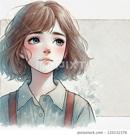 一個脆弱而端莊的女孩的插圖 120132376