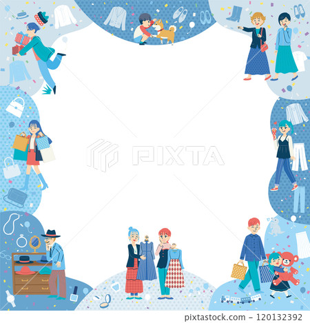 Shopping people flat design square winter 120132392