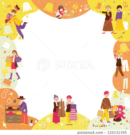 People shopping flat design square autumn 120132395