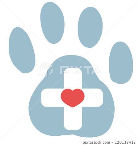 Blue paw with cross and heart Blue paw with cross and heart 120132412