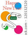New Year's card material for 2025, Reiwa 7, New Year's card with colorful illustrations of the zodiac snake in the year of the snake 120132520