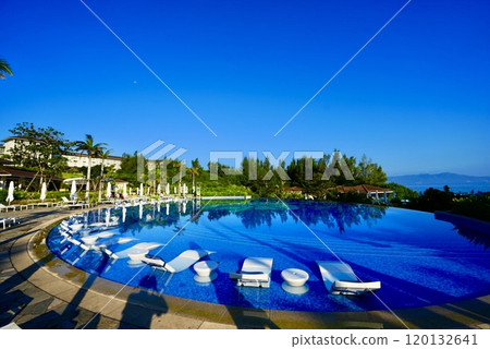 棕櫚樹倒映在泳池中 棕櫚樹倒映在泳池中 120132641