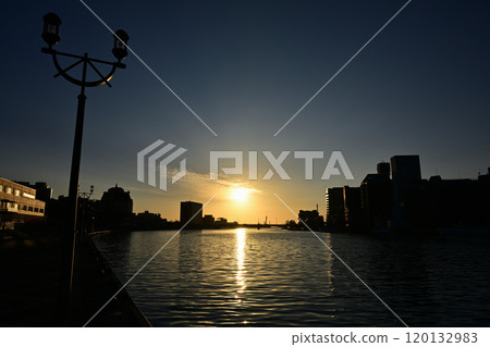 Nusamai Bridge and the sunset Nusamai Bridge and the sunset 120132983
