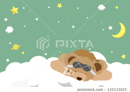 圖1 一隻泰迪熊睡在夜空和雲彩上 圖1 一隻泰迪熊睡在夜空和雲彩上 120133025