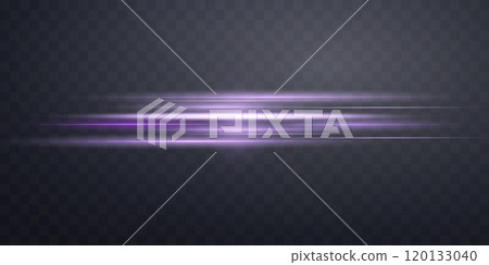 Purple horizontal lensflare. Sun flash with rays or gold spotlight and bokeh. Purple glow flare light effect. Vector illustration Purple horizontal lensflare. Sun flash with rays or gold spotlight and bokeh. Purple glow flare light effect. Vector illustration 120133040