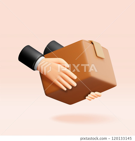 3D carton packaging box in hand isolated 120133145