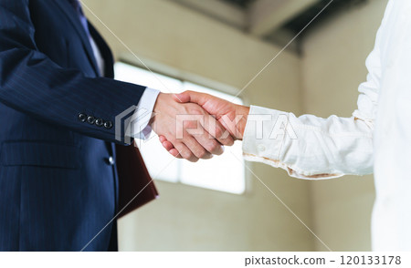 Business person and male customer shaking hands Business person and male customer shaking hands 120133178