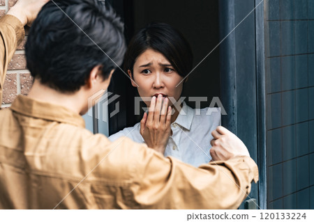 A man breaks into a house and a female resident is surprised 120133224