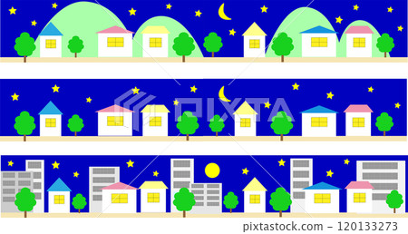 Cityscape illustration set_night Cityscape illustration set_night 120133273