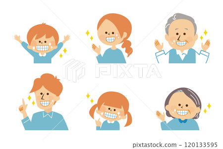 刷牙口臭護理三口之家可愛插畫 120133595
