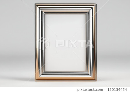 Single metallic frame with silver and gold tones over a neutral background. 120134454