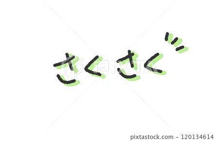 Handwritten illustration of "sakusaku" (crispy) - Pen-style, graffiti-style font 120134614
