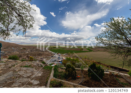 Khor Virap monastery in front of mount Ararat. Ararat mountain. beautiful landscape Khor Virap monastery in front of mount Ararat. Ararat mountain. beautiful landscape 120134749