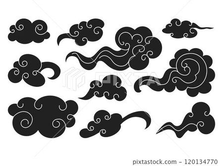 Clouds set in oriental style. Decorative Chinese illustration. Vector. 120134770