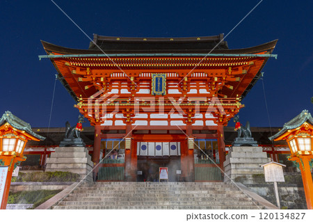 Fushimi Inari Taisha Shrine Tower Gate at night 120134827