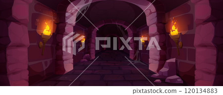 Dark medieval dungeon with stone wall for game Dark medieval dungeon with stone wall for game 120134883